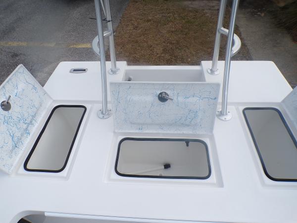 Slide: The Image of 2024 Mitzi Skiffs 17cc boat storage compartments and livewell. - 11