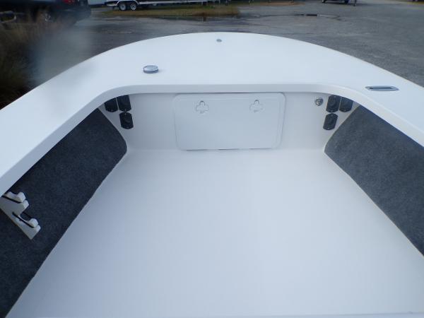 Slide: The Image of 2024 Mitzi Skiffs 17cc boat interior with storage compartment. - 3