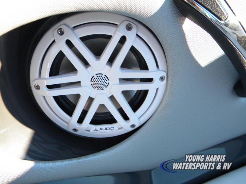 Slide: The Image of Close-up of JL Audio speaker in 2024 Monterey 238SS boat. - 12