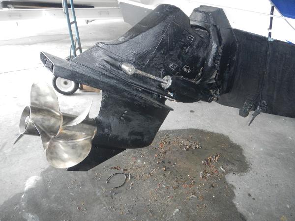 Slide: The Image of Close-up of a 2005 Monterey 248 LS boat propeller and stern drive. - 7