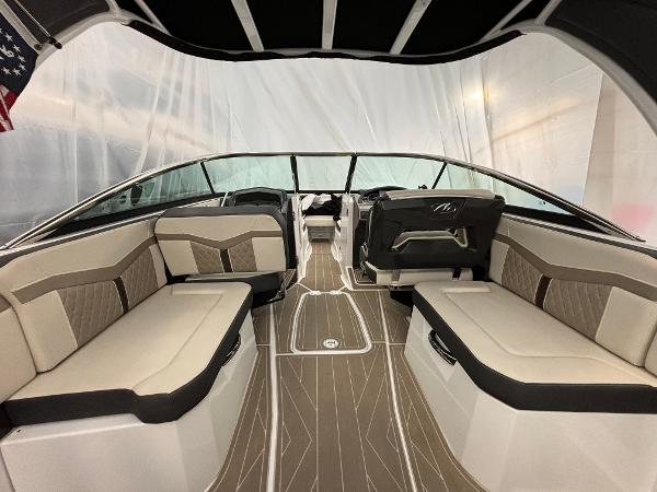 Slide: The Image of 2023 Monterey 275 SS boat interior with luxurious seating and modern design. - 7