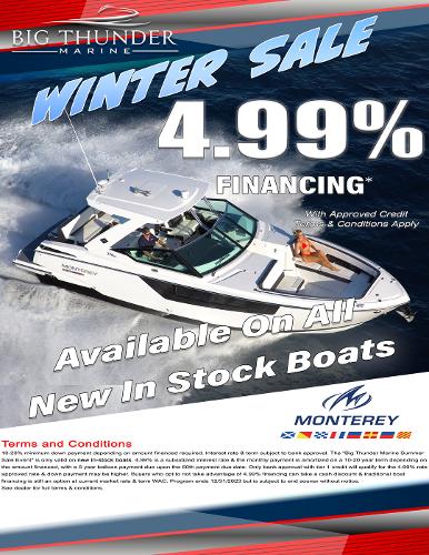 Slide: The Image of 2024 Monterey 278 SS boat winter sale with 4.99% financing at Big Thunder Marine. - 1