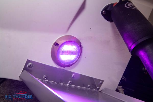 Slide: The Image of 2024 Monterey 278 SS boat with purple LED light and Big Thunder Marine logo. - 9