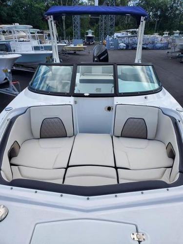 Slide: The Image of 2023 Monterey M-45 boat with spacious seating and modern design. - 2