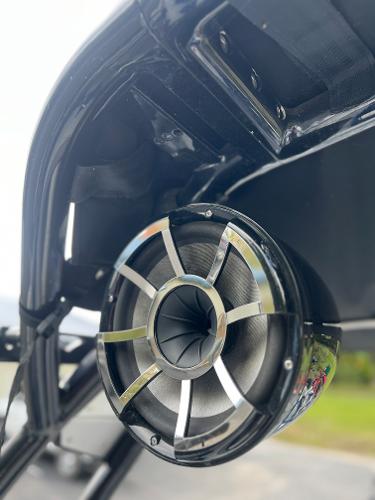 Slide: The Image of Close-up of a 2019 Moomba Makai boat speaker system. - 18