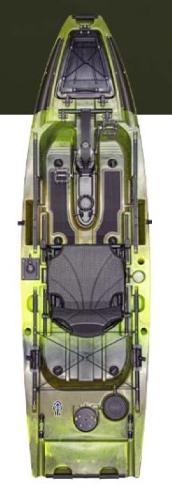 Slide: The Image of 2023 Native Watercraft SLAYER PROPEL 10 MAX kayak, top view, green and black. - 1
