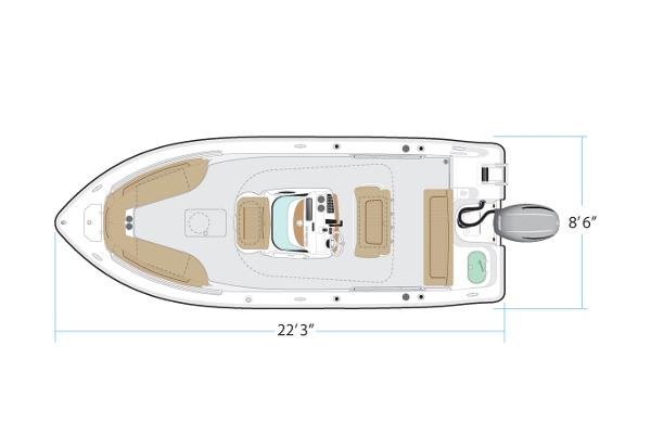 Slide: The Image of Manufacturer Provided Image: Top view of 2020 NauticStar 22 XS Offshore boat layout with dimensions. - 44