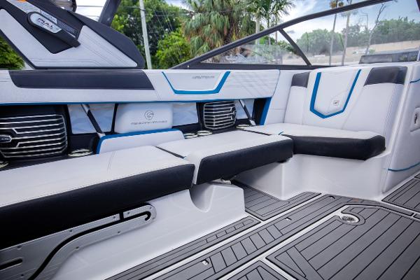 Slide: The Image of 2018 Nautique Super Air Nautique G23 Coastal Edition interior seating area. - 6