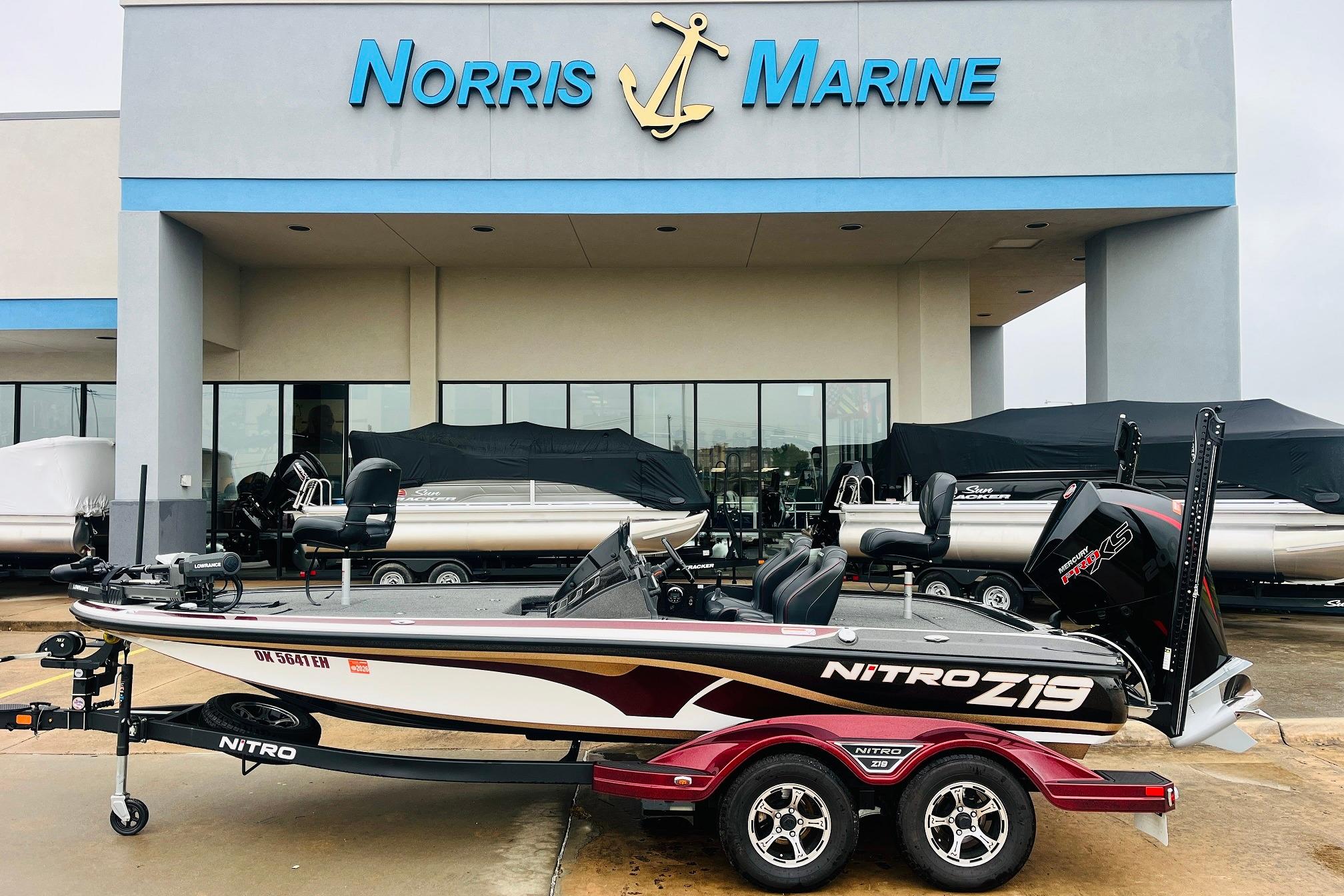 Slide: The Image of 2021 Nitro Z19 Pro boat at Norris Marine dealership, featuring sleek design and modern features. - 1
