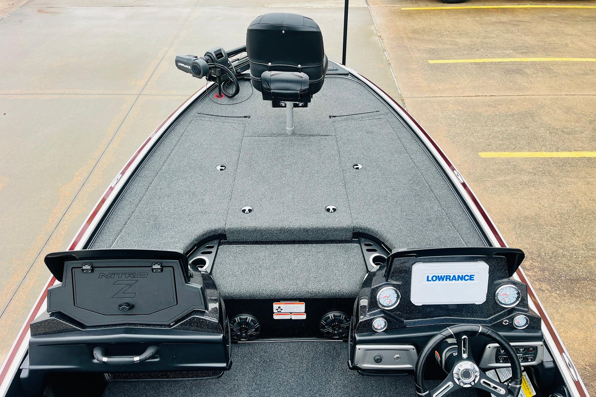 Slide: The Image of 2021 Nitro Z19 Pro boat interior with Lowrance electronics and seating. - 12