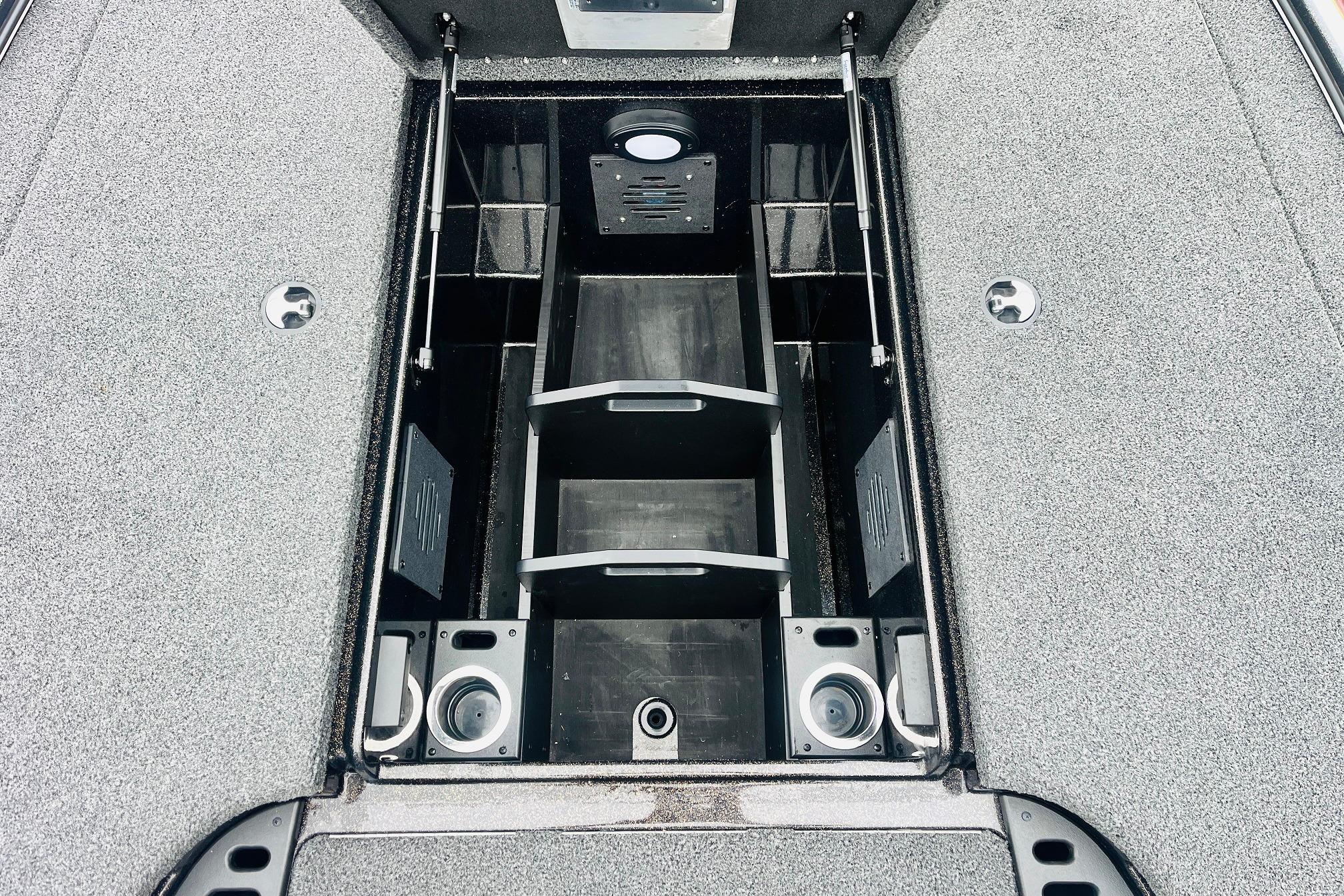 Slide: The Image of 2021 Nitro Z19 Pro boat storage compartments with organized interior layout. - 22