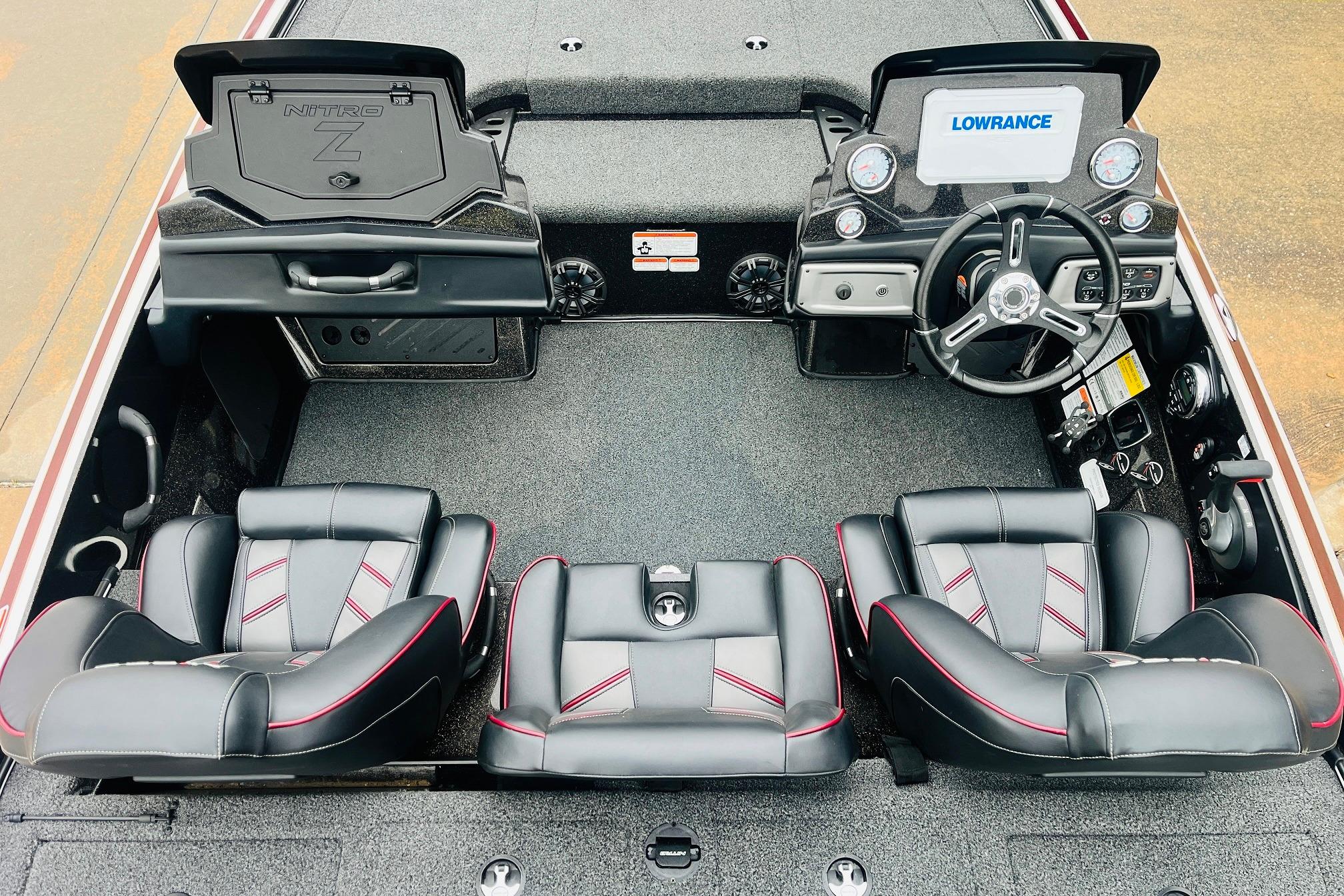 Slide: The Image of Interior of 2021 Nitro Z19 Pro boat with steering console and seating. - 31
