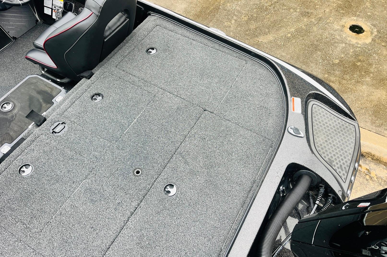 Slide: The Image of 2021 Nitro Z19 Pro boat interior with gray carpet and black seat. - 50