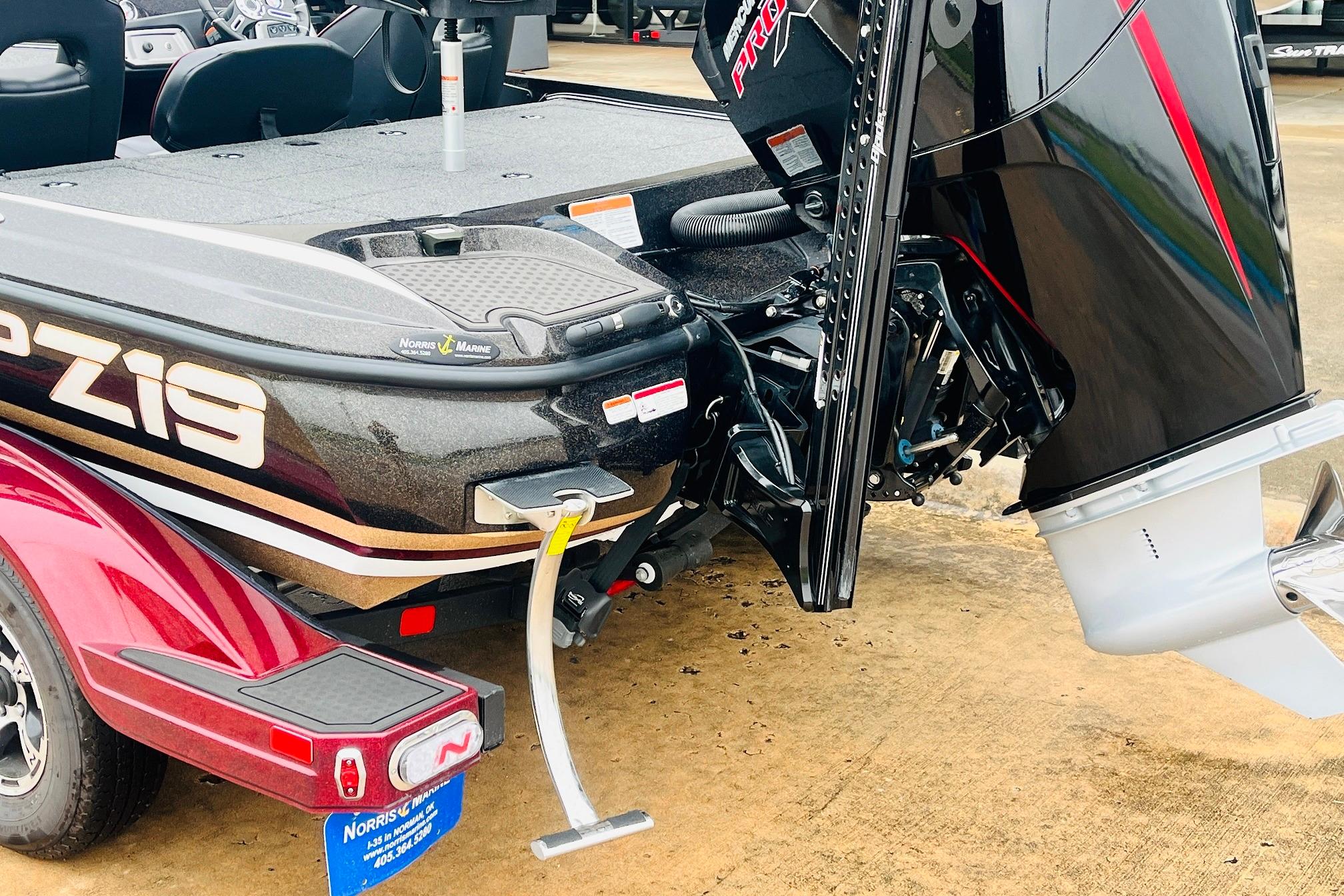 Slide: The Image of 2021 Nitro Z19 Pro boat with powerful outboard motor on display. - 9