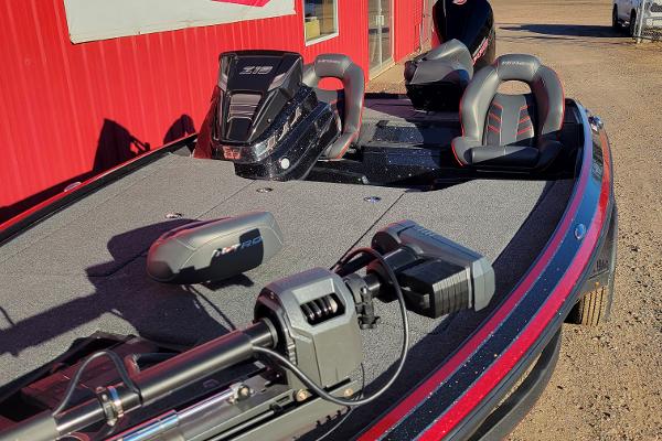 Slide: The Image of 2024 Nitro Z19 Pro fishing boat with advanced equipment and seating. - 2