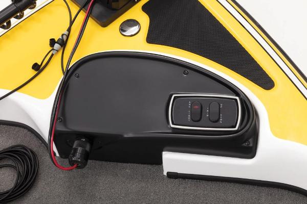 Slide: The Image of Control panel of a 2020 Nitro Z19 Sport boat with yellow and black accents. - 39