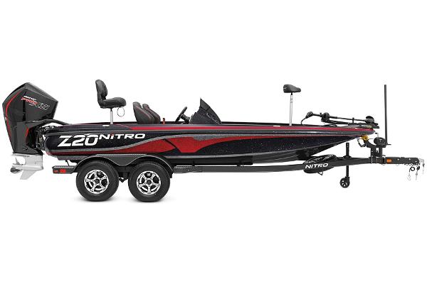 Slide: The Image of 2022 Nitro Z20 fishing boat with trailer, side view. - 0