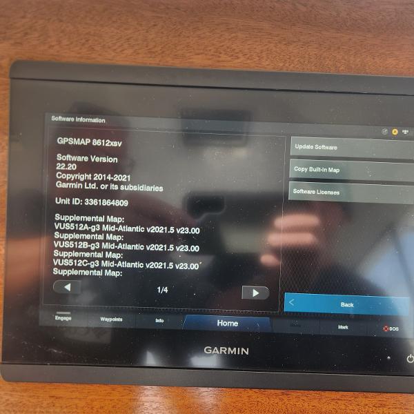 Slide: The Image of Garmin GPSMAP 8612xsv display on NorthCoast 315 HT boat, software version 22.20. - 23