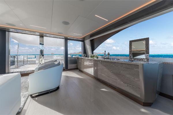 Slide: The Image of Luxurious interior of 2023 Ocean Alexander 35R yacht with ocean view. - 11