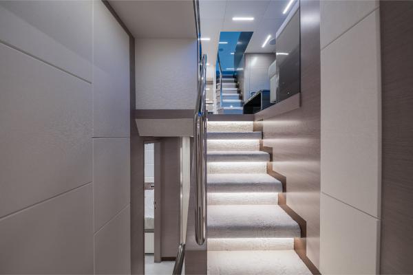 Slide: The Image of Modern interior staircase of 2023 Ocean Alexander 35R yacht. - 35