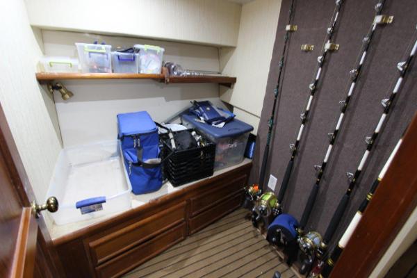 Slide: The Image of Fishing gear storage area on a 1990 Ocean Yachts 48 Super Sport. - 26