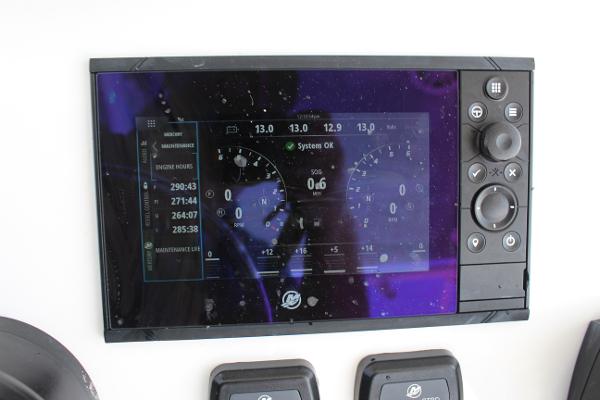 Slide: The Image of Onslow Bay 41 Tournament Edition 2021 boat dashboard display showing engine metrics. - 44