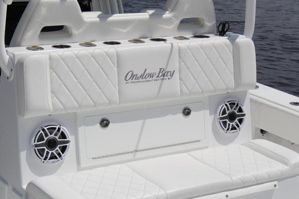 Slide: The Image of 2021 Onslow Bay 41 Tournament Edition boat seating and speakers. - 46