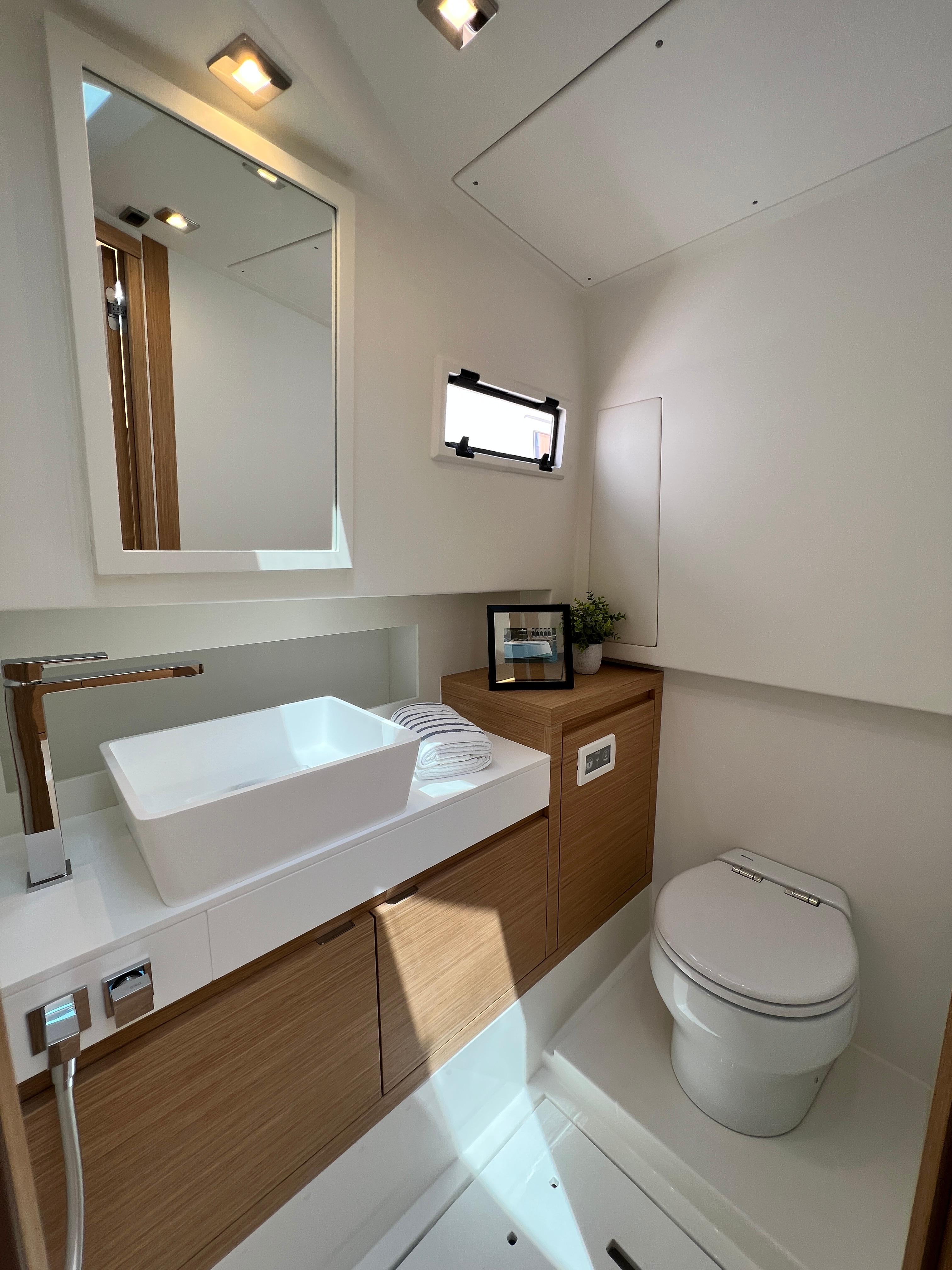 Slide: The Image of Modern bathroom in 2025 Pardo Yachts 38 Outboard, featuring sleek design and compact amenities. - 25