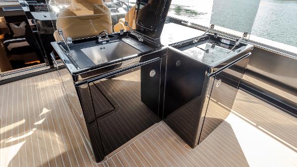 Slide: The Image of Luxurious 2022 Pardo Yachts 50 interior with sleek black cabinetry and modern fixtures. - 18