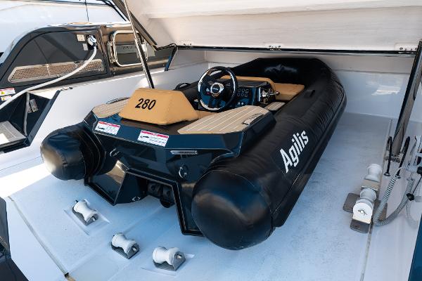 Slide: The Image of A 2022 Pardo Yachts 50 featuring an Agilis inflatable tender on deck. - 39