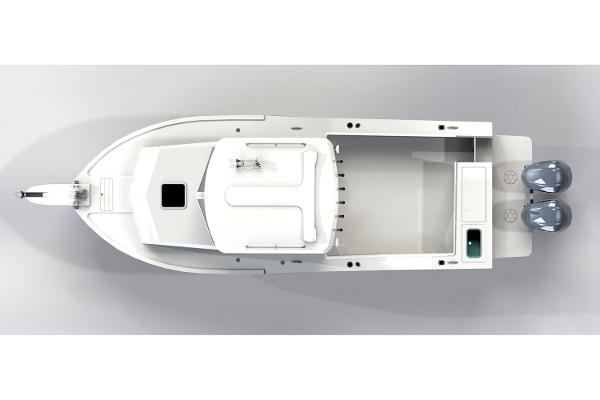 Slide: The Image of Manufacturer Provided Image: Top view of a 2020 Parker 2520 XLD Sport Cabin boat with twin engines. - 19