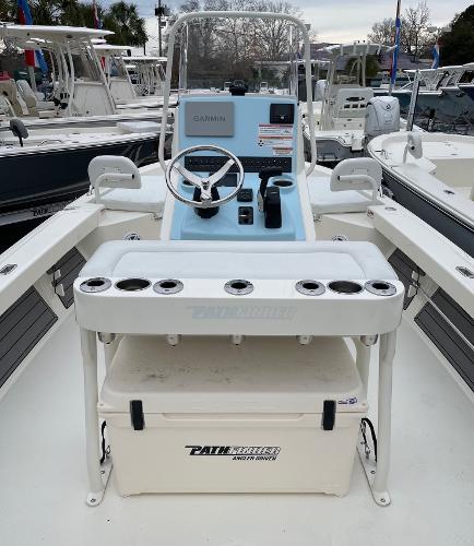 Slide: The Image of 2024 Pathfinder 2200 TRS boat interior with console and seating. - 9