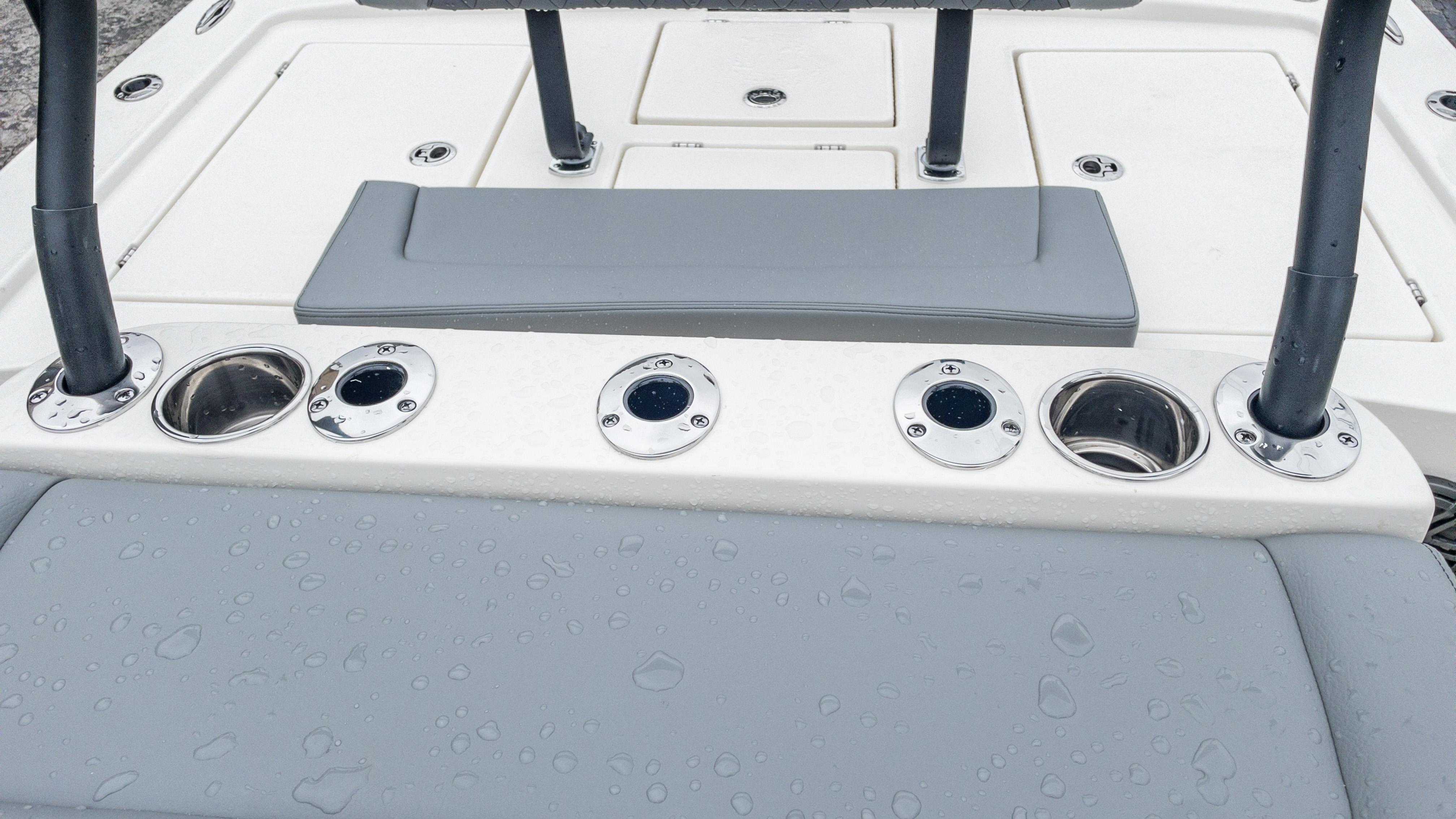 Slide: The Image of 2024 Pathfinder 2300 HPS boat deck with rod holders and seating. - 39