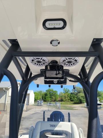 Slide: The Image of 2023 Pathfinder 2400 Open boat interior with speakers and lighting. - 12