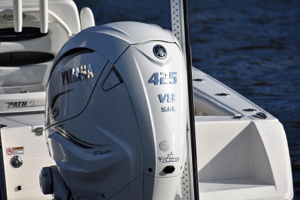 Slide: The Image of 2024 Pathfinder 2700 Open with Yamaha 425 V8 engine on water. - 9
