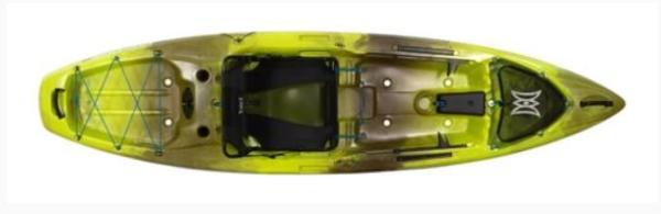 Slide: The Image of Top view of a 2023 Perception Kayaks Pro 10 in green and brown. - 1