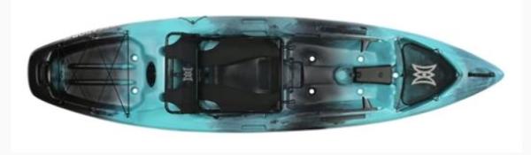 Slide: The Image of 2023 Perception Kayaks Pro 10, blue and black sit-on-top kayak, top view. - 8