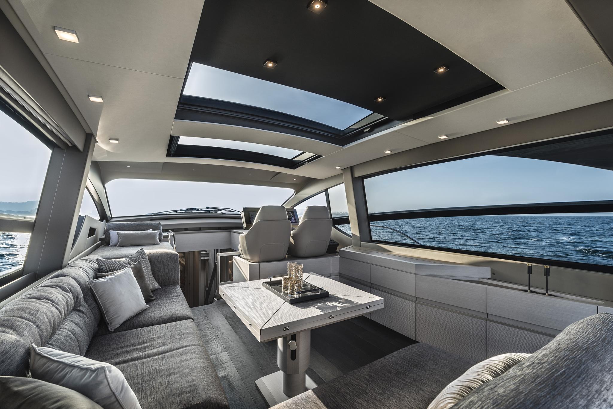 Slide: The Image of Luxurious interior of 2025 Pershing 7X yacht with panoramic ocean views. - 17