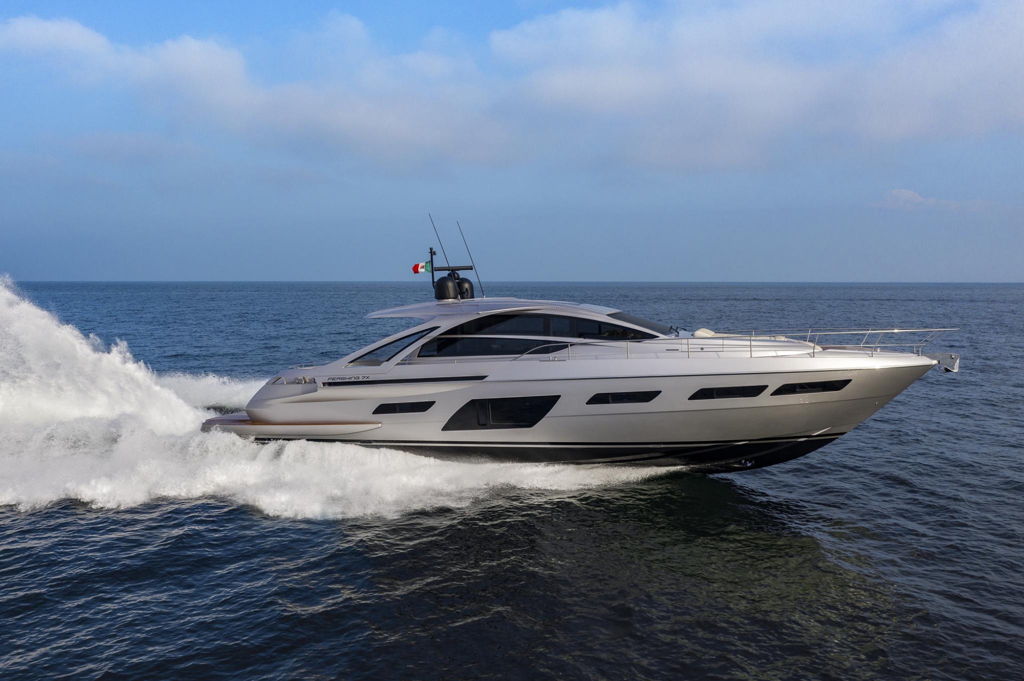 Slide: The Image of 2025 Pershing 7X yacht cruising on open sea. - 3