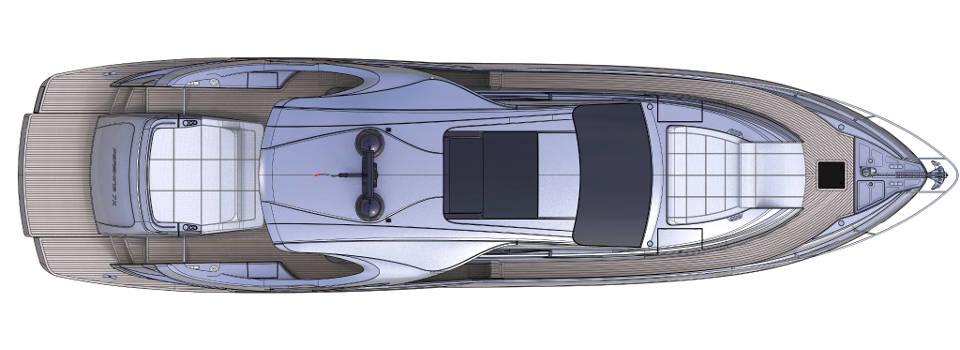 Slide: The Image of Top view of 2025 Pershing 7X yacht, showcasing sleek design and spacious deck layout. - 31