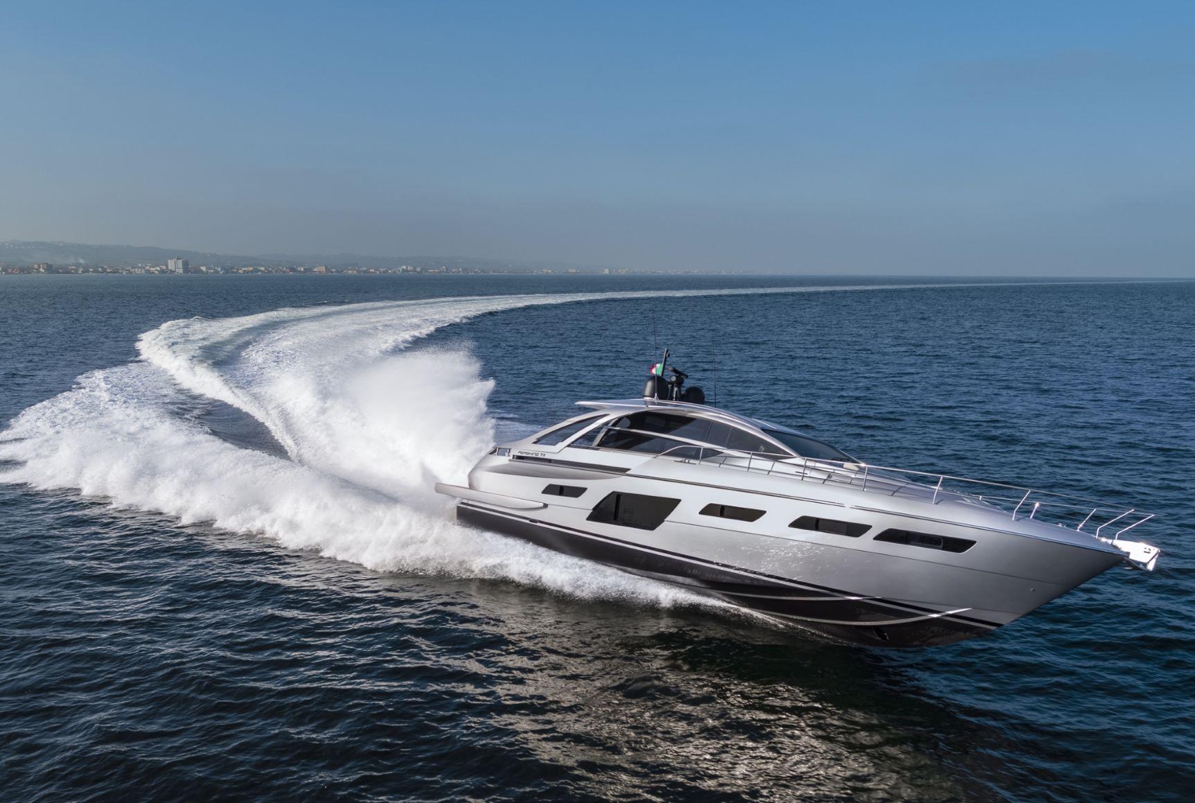 Slide: The Image of 2025 Pershing 7X yacht cruising swiftly on open sea. - 4