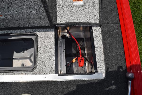 Slide: The Image of 2022 Polar Kraft Bass TX 195 Pro battery compartment and storage area. - 22