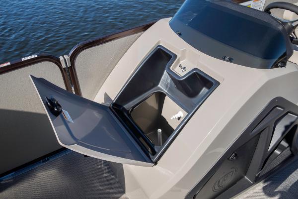 Slide: The Image of 2023 Premier 220 Castaway boat storage compartment open. - 22