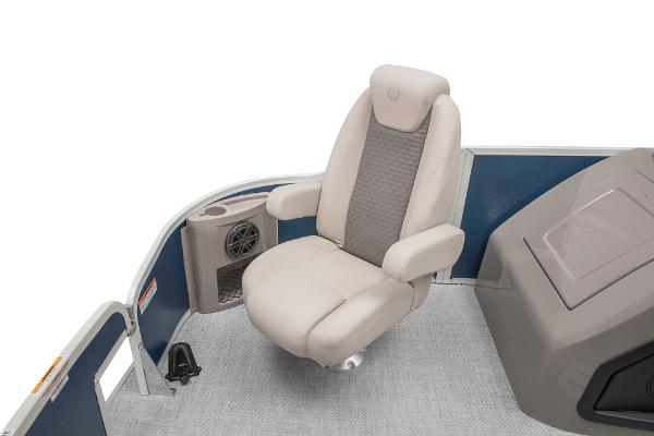 Slide: The Image of 2023 Premier 220 Castaway boat captain's chair with armrests and ventilation system. - 41