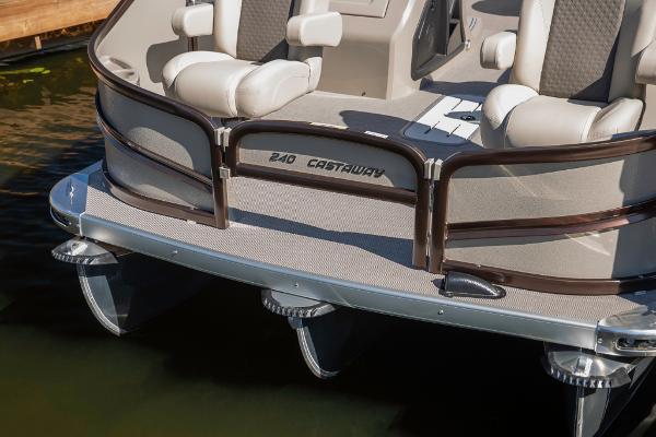 Slide: The Image of 2023 Premier 220 Castaway pontoon boat with comfortable seating. - 8