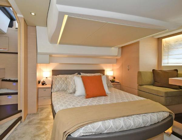 Slide: The Image of Luxurious bedroom interior of 2015 Prestige 500 Fly yacht with modern decor. - 14