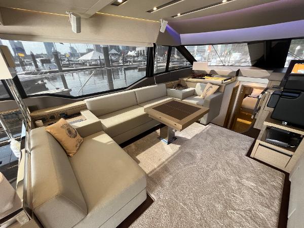 Slide: The Image of Luxurious interior of a 2017 Prestige 63 yacht with elegant seating and modern design. - 42