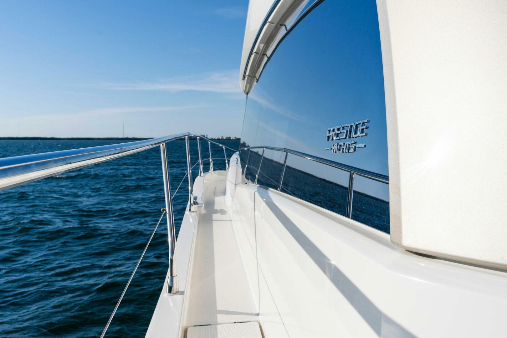 Slide: The Image of 2019 63 Prestige Flybridge - RT Time - Walkway to Bow - 4199912