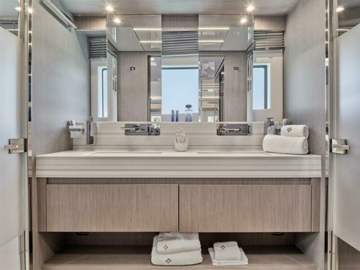 Slide: The Image of 2025 65 Prestige M8 Multi-Hull Power Catamaran - Manufacturer Master Stateroom Head - 4354590