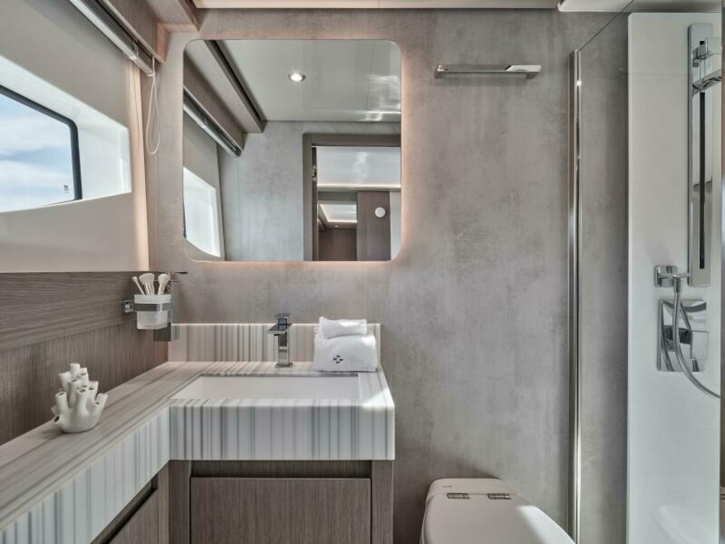 Slide: The Image of 2025 65 Prestige M8 Multi-Hull Power Catamaran - Manufacturer VIP Stateroom Head - 4354591